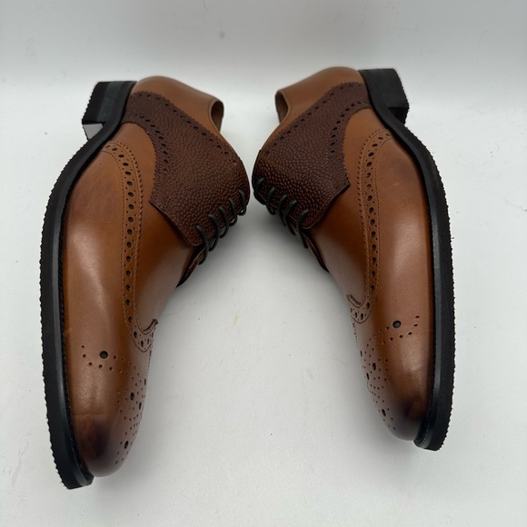 DAPPER SHOES CO. Handcrafted Genuine Leather Men's Wingtip Brogue Oxfords Sz 10 - Picture 6 of 9